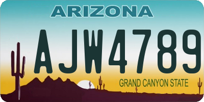 AZ license plate AJW4789