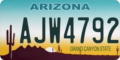 AZ license plate AJW4792