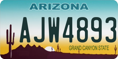 AZ license plate AJW4893