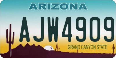 AZ license plate AJW4909