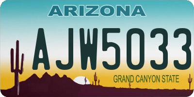 AZ license plate AJW5033