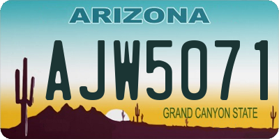 AZ license plate AJW5071