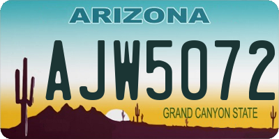 AZ license plate AJW5072