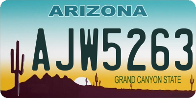 AZ license plate AJW5263