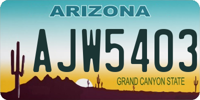 AZ license plate AJW5403