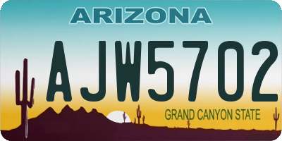 AZ license plate AJW5702