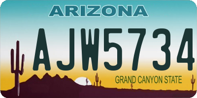 AZ license plate AJW5734