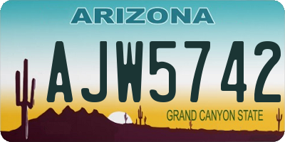 AZ license plate AJW5742