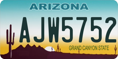 AZ license plate AJW5752