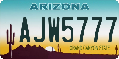 AZ license plate AJW5777