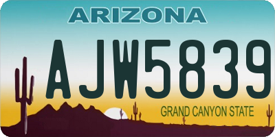 AZ license plate AJW5839