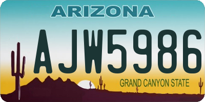 AZ license plate AJW5986