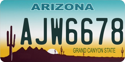 AZ license plate AJW6678