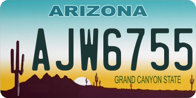 AZ license plate AJW6755