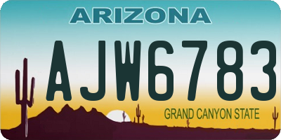 AZ license plate AJW6783