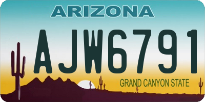 AZ license plate AJW6791