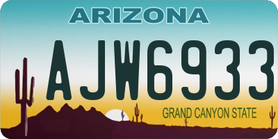 AZ license plate AJW6933