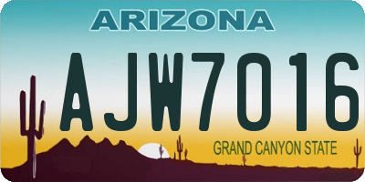 AZ license plate AJW7016