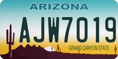 AZ license plate AJW7019