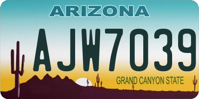 AZ license plate AJW7039