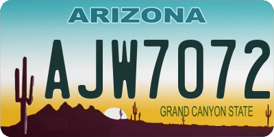 AZ license plate AJW7072