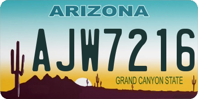 AZ license plate AJW7216