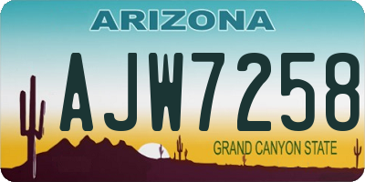 AZ license plate AJW7258