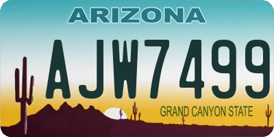 AZ license plate AJW7499