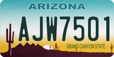 AZ license plate AJW7501