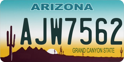 AZ license plate AJW7562