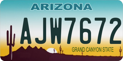 AZ license plate AJW7672