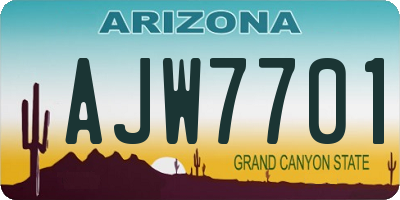 AZ license plate AJW7701