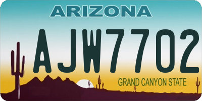AZ license plate AJW7702