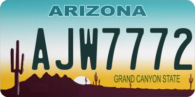AZ license plate AJW7772