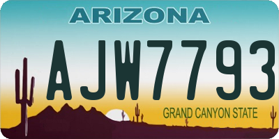 AZ license plate AJW7793