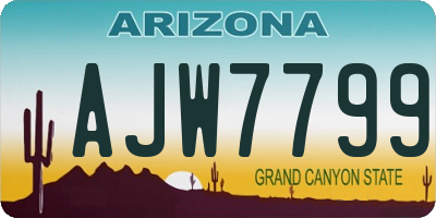 AZ license plate AJW7799