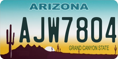 AZ license plate AJW7804