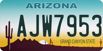 AZ license plate AJW7953