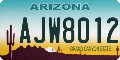 AZ license plate AJW8012