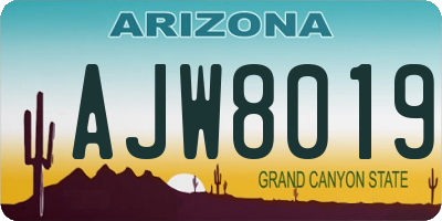 AZ license plate AJW8019
