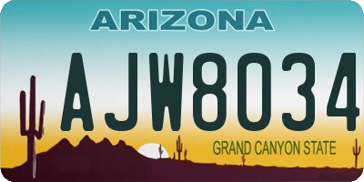 AZ license plate AJW8034