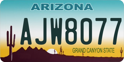 AZ license plate AJW8077