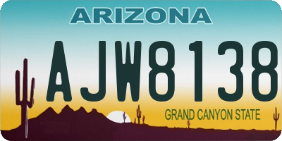AZ license plate AJW8138