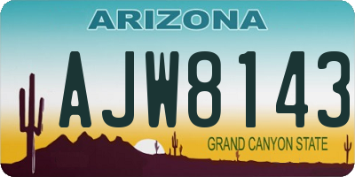 AZ license plate AJW8143