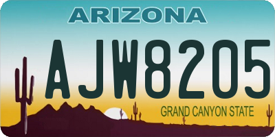 AZ license plate AJW8205