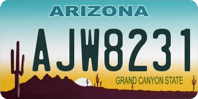 AZ license plate AJW8231