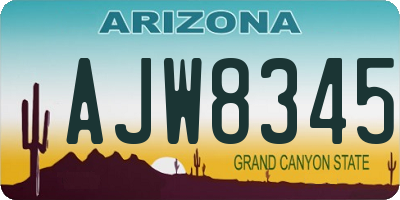 AZ license plate AJW8345