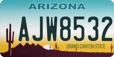 AZ license plate AJW8532