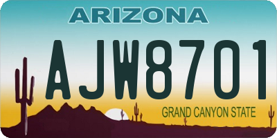 AZ license plate AJW8701