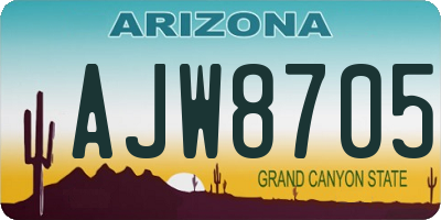 AZ license plate AJW8705